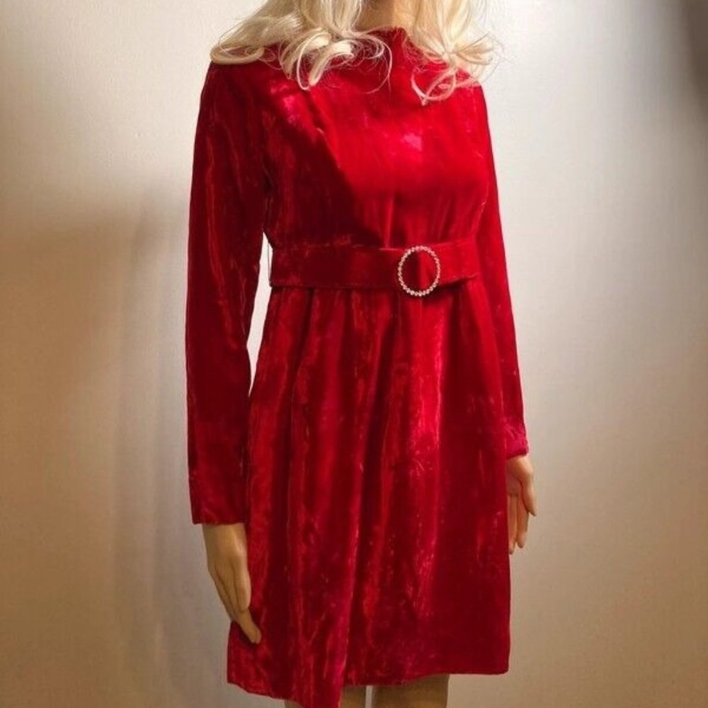 Vintage red velvet dress size S